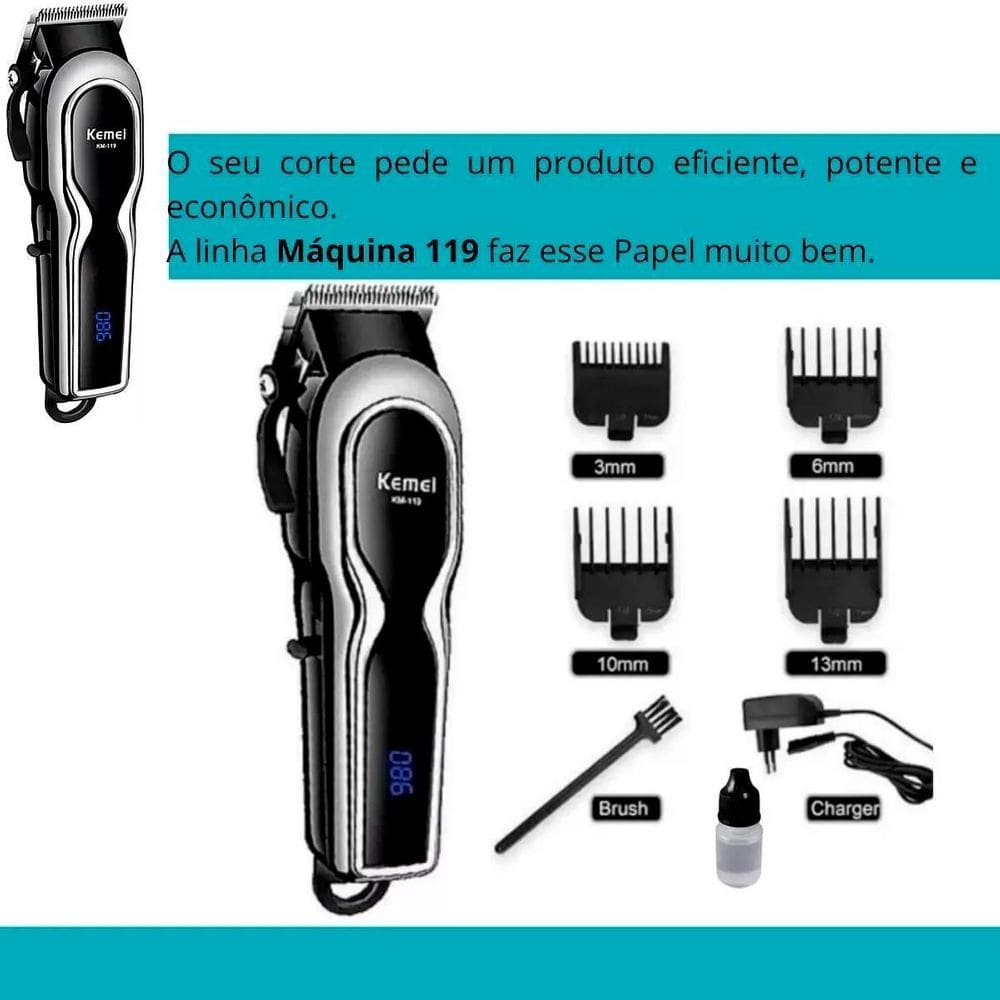 Kemei Sem Fio Recarregável Para Barba E Cabelo