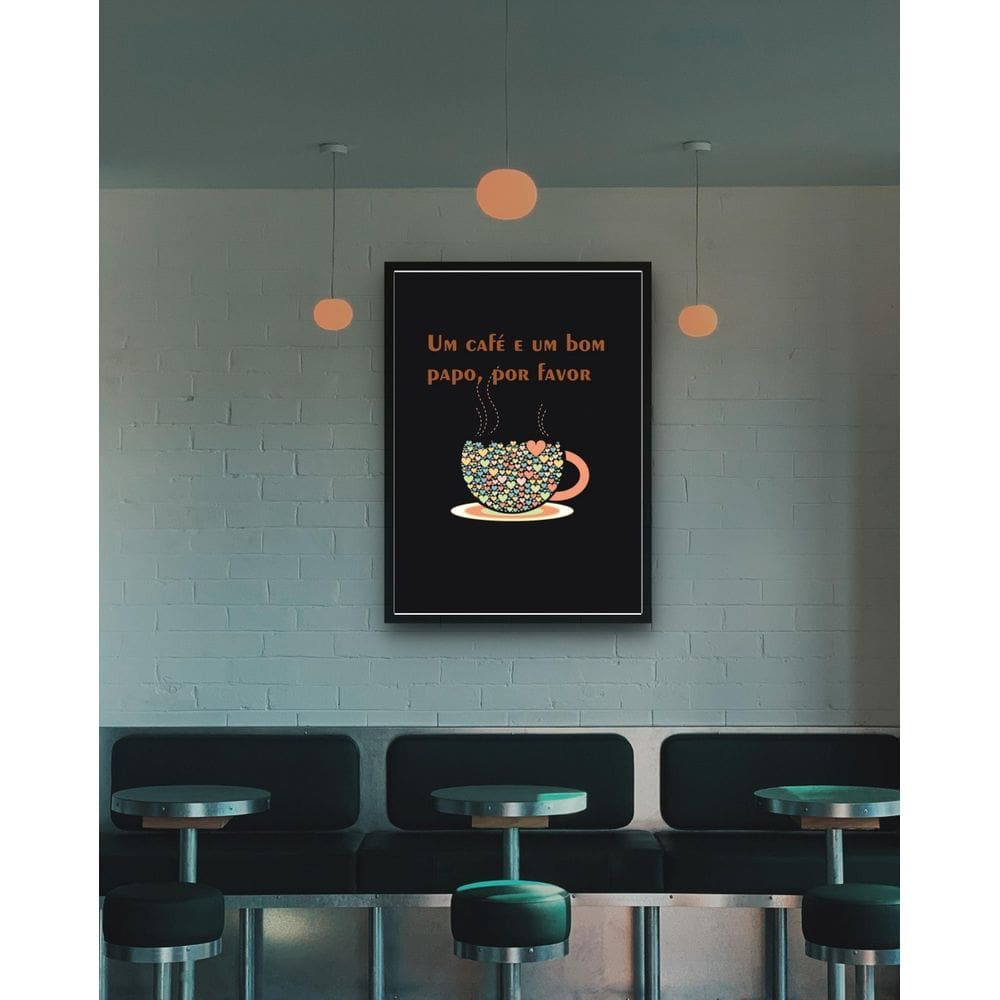 Quadro Decorativo Um Café E Um Bom Papo - 70X50Cm