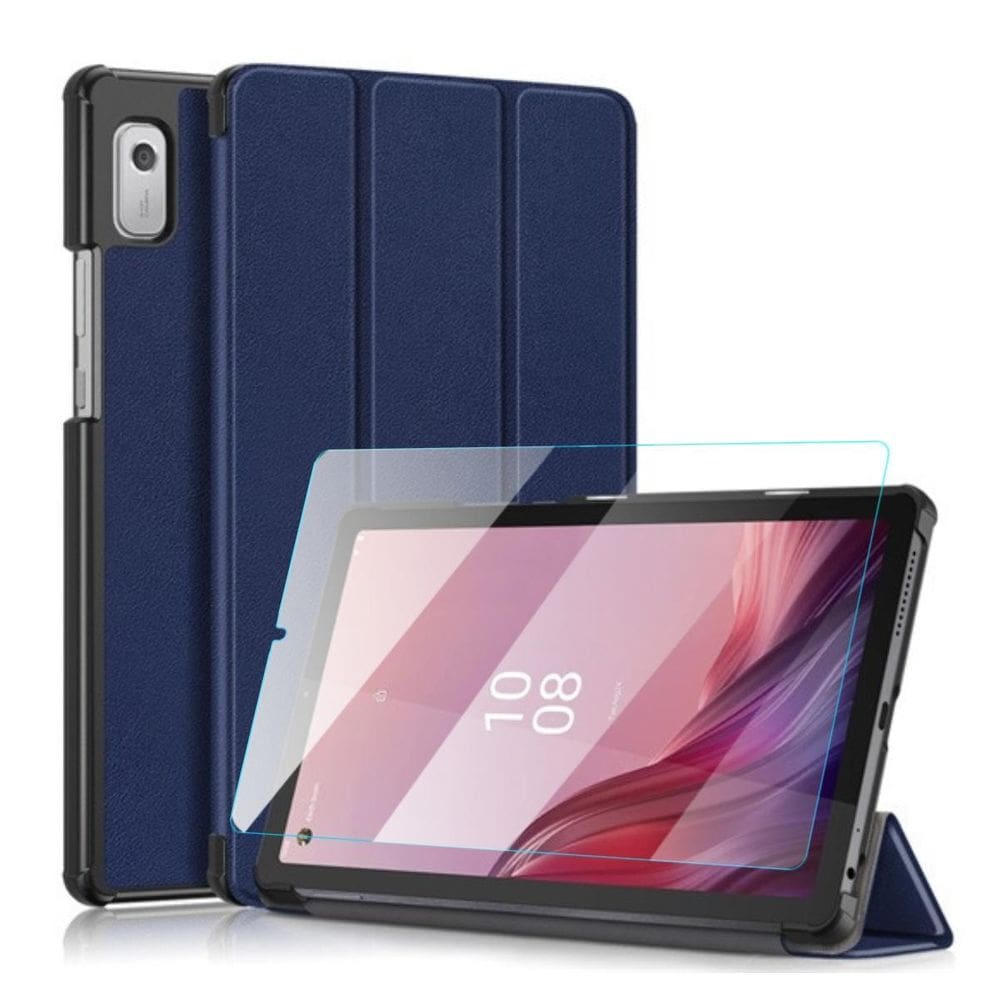 Capa Sintética Azul Para Tablet Lenovo M9 Tb310Xu + Vidro