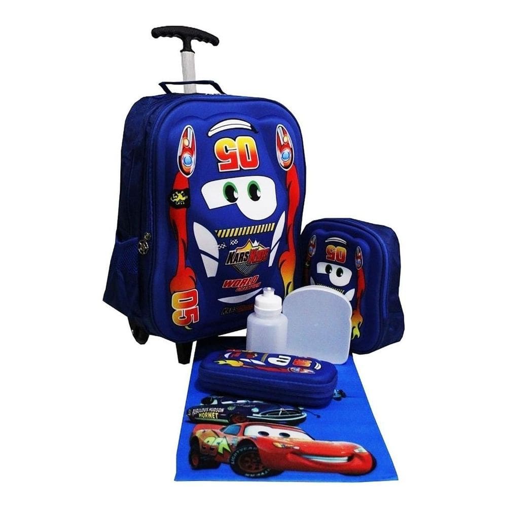 Kit Mochila Carros 3D 5005 Infantil Rodinhas Escolar Top