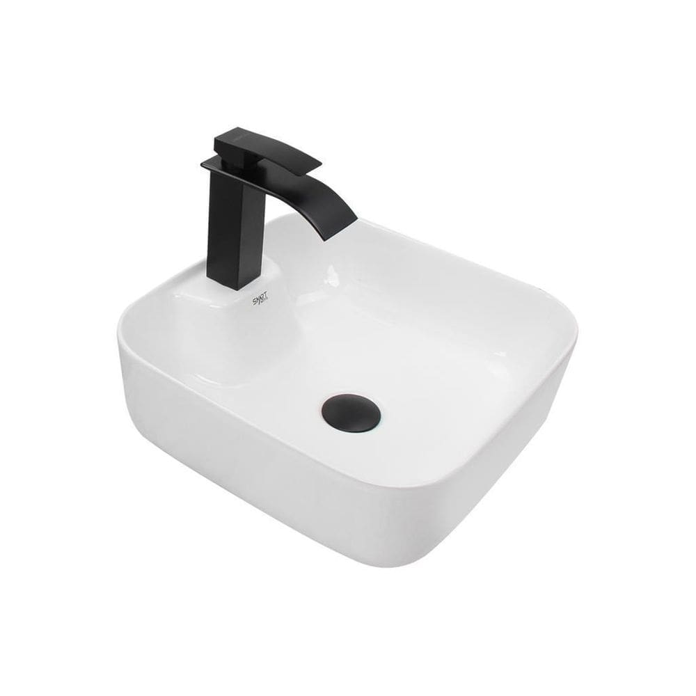 Kit Cuba Pia Louça Cerâmica Banheiro C/Torn E Vál Preta 45