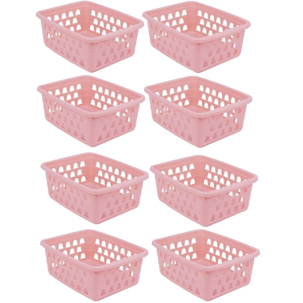 Kit 8 Cestos Multiuso Pequeno Rosa 12X6X16Cm Pp 1029 Uninjet