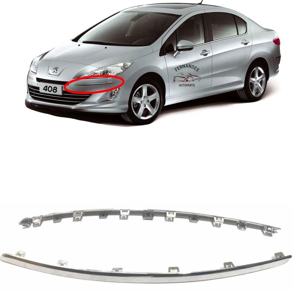 Par Moldura Friso Cromado Parachoque Dianteiro Peugeot 408