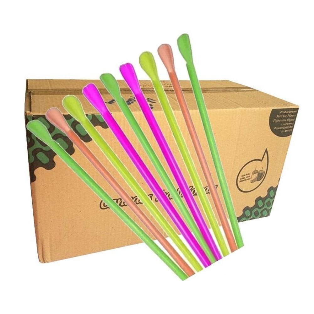 Canudo Colorido Mexedor Plástico Embalado Pazinha C/2000