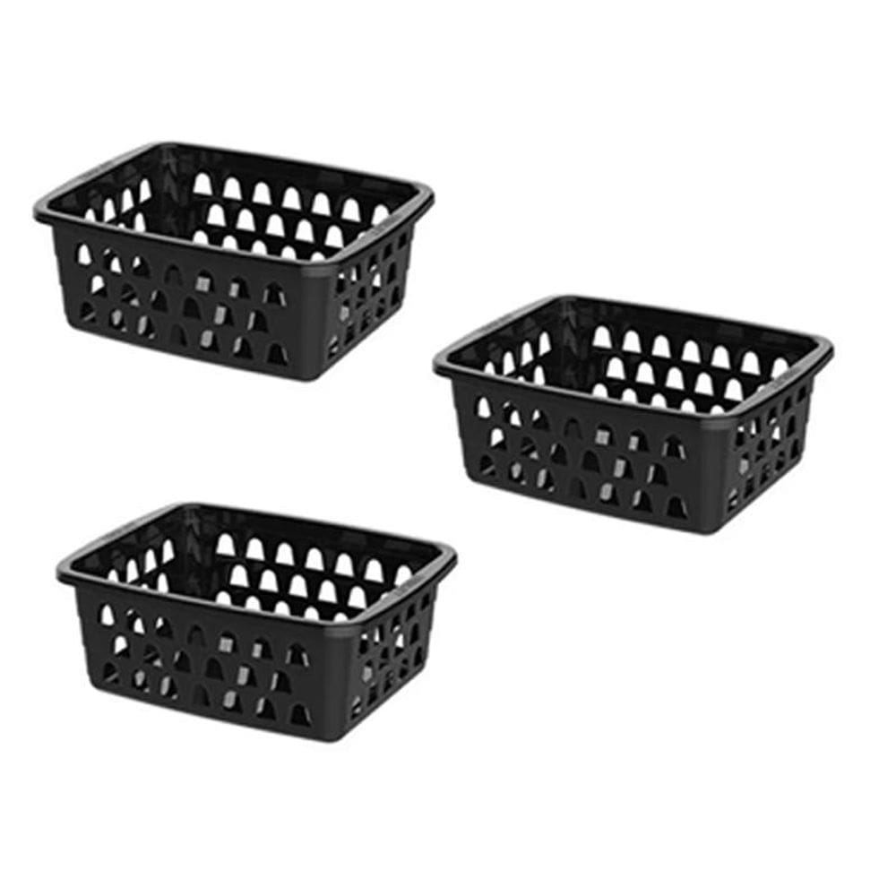 Kit 3 Cestos Multiuso Pequeno Preto 12X6X16Cm Pp Uninjet