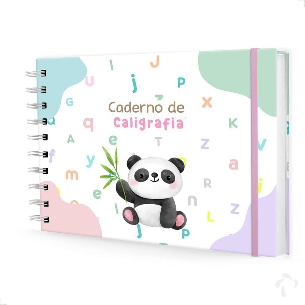 Caderno De Caligrafia Com Atividades Capa Dura Menina Panda