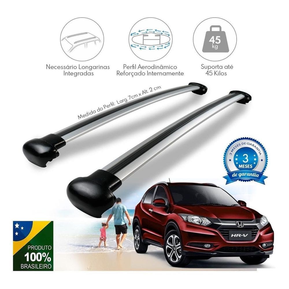 Rack Travessa Teto Hr-V Hrv Prata 2015 Em Diante Prata