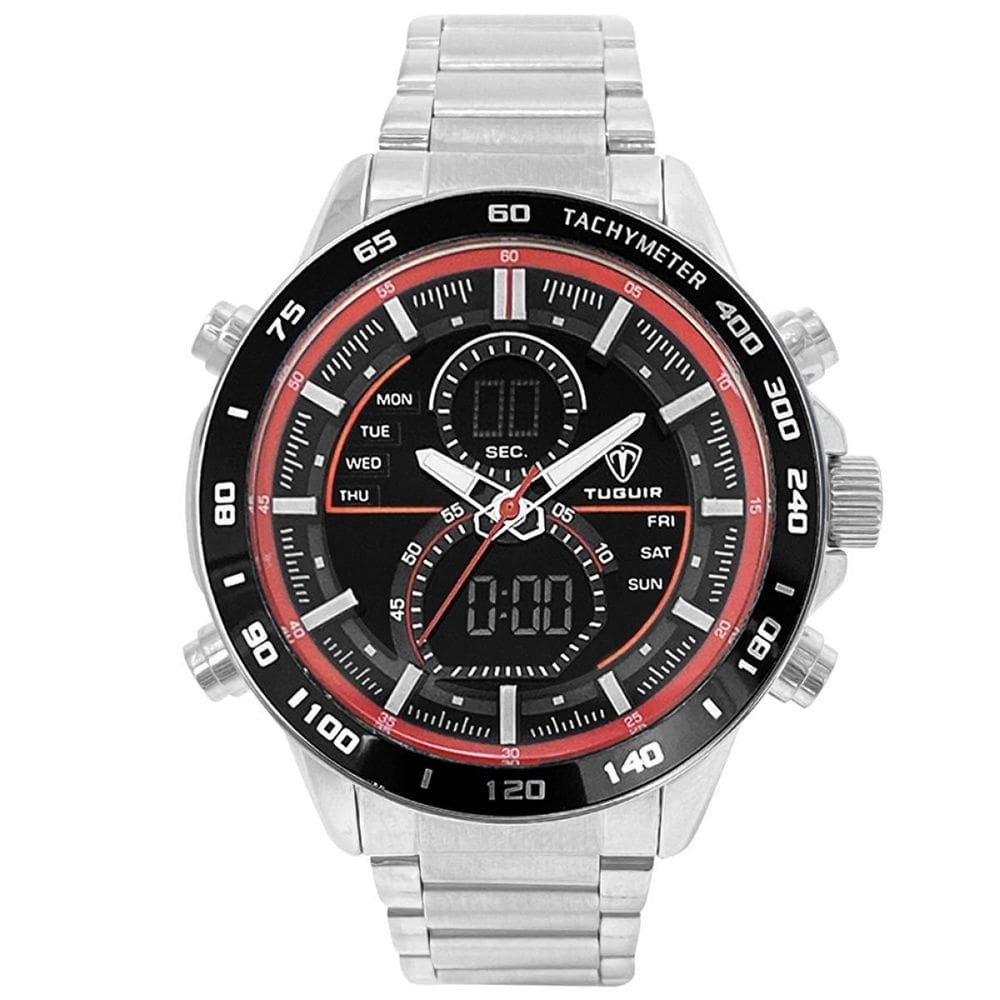 Relógio Masculino Tuguir AnaDigi TG1156 Prata e Vermelho