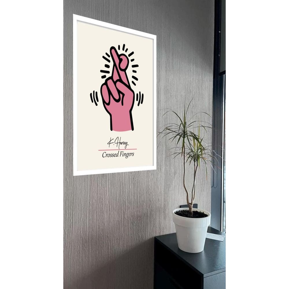 Quadro Decorativo Keith Haring Crossed Fingers - 70X50Cm