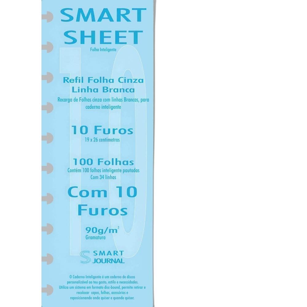 Refil Caderno Inteligente 90G 100 Fls Pauta Branca 10 Furos
