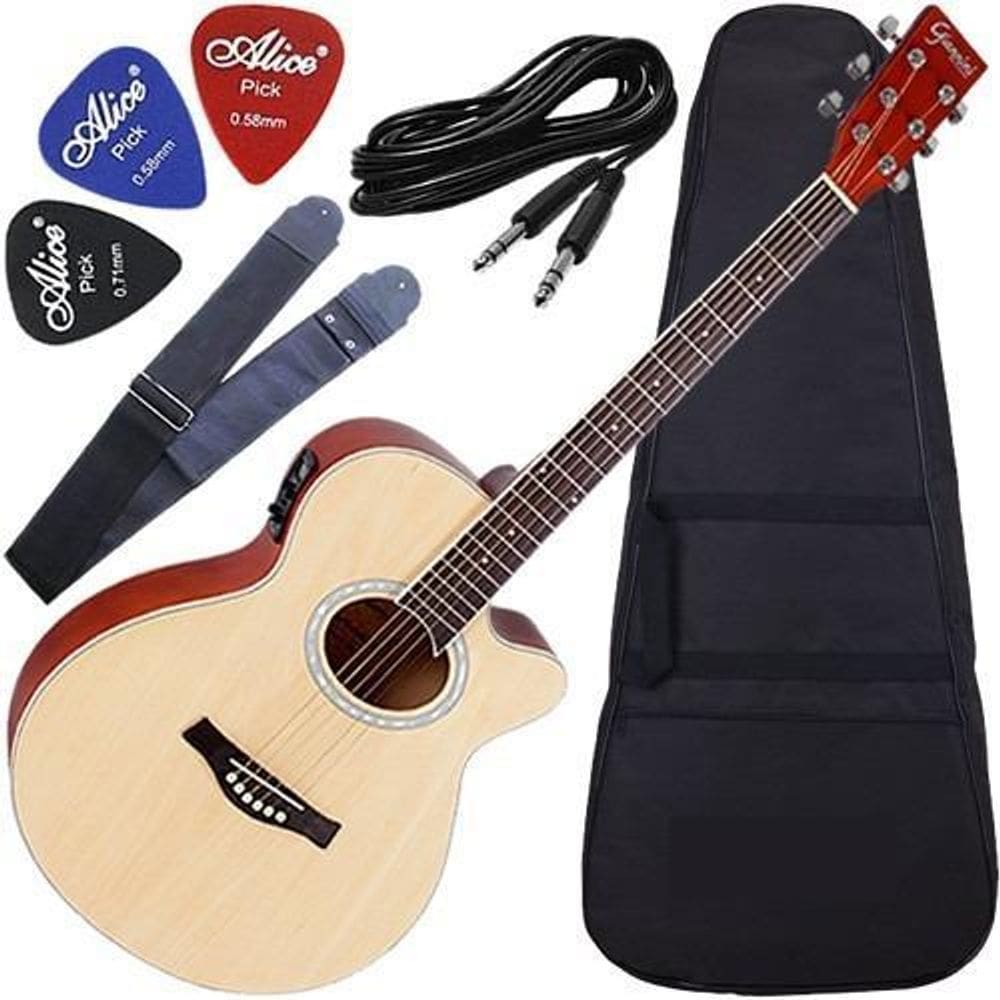 Kit Violão Folk Aço Eletroacústico Gsf1R Giannini Nt + Nota