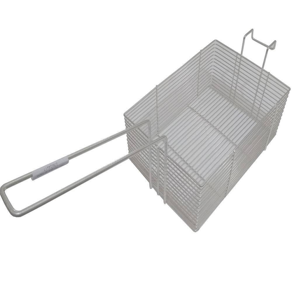 2 Peneira Cesto Fritura Fritadeira Retangula Arame 24X17X9Cm