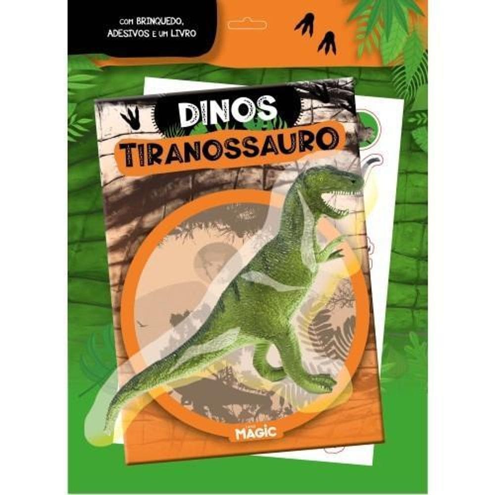 Livro Dinos Tiranossauro Com Brinquedo E Adesivos - Magic
