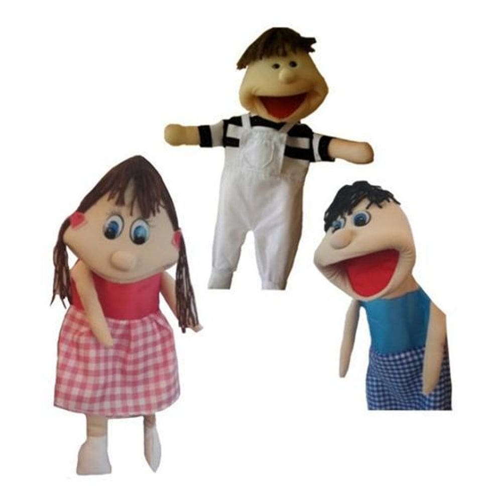 Fantoche Plus Menino, Menina E Samuca Kit Com 3 Bonecos