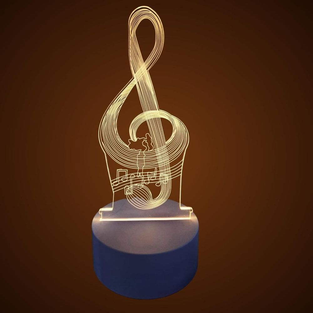 Luminária Usb 3D 20,2X7,3Cm Luz Quente Clave De Sol