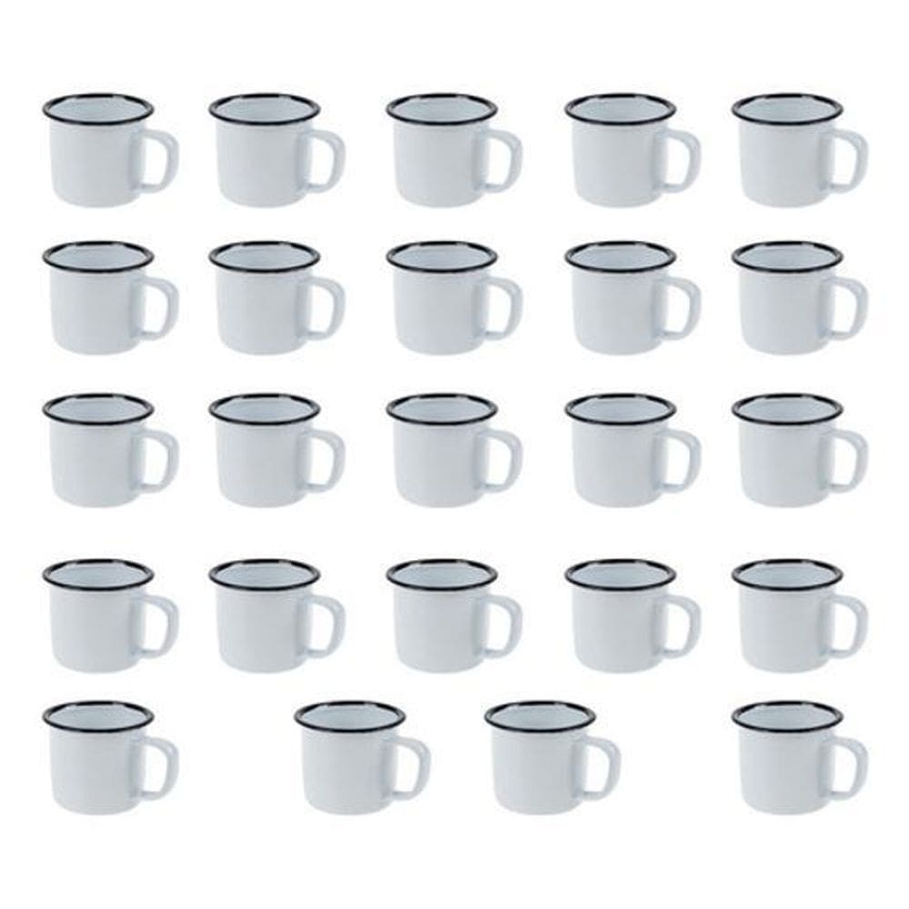 Caneca Esmaltada Retro 80Ml Branca Vintage Jogo 36 Unidades