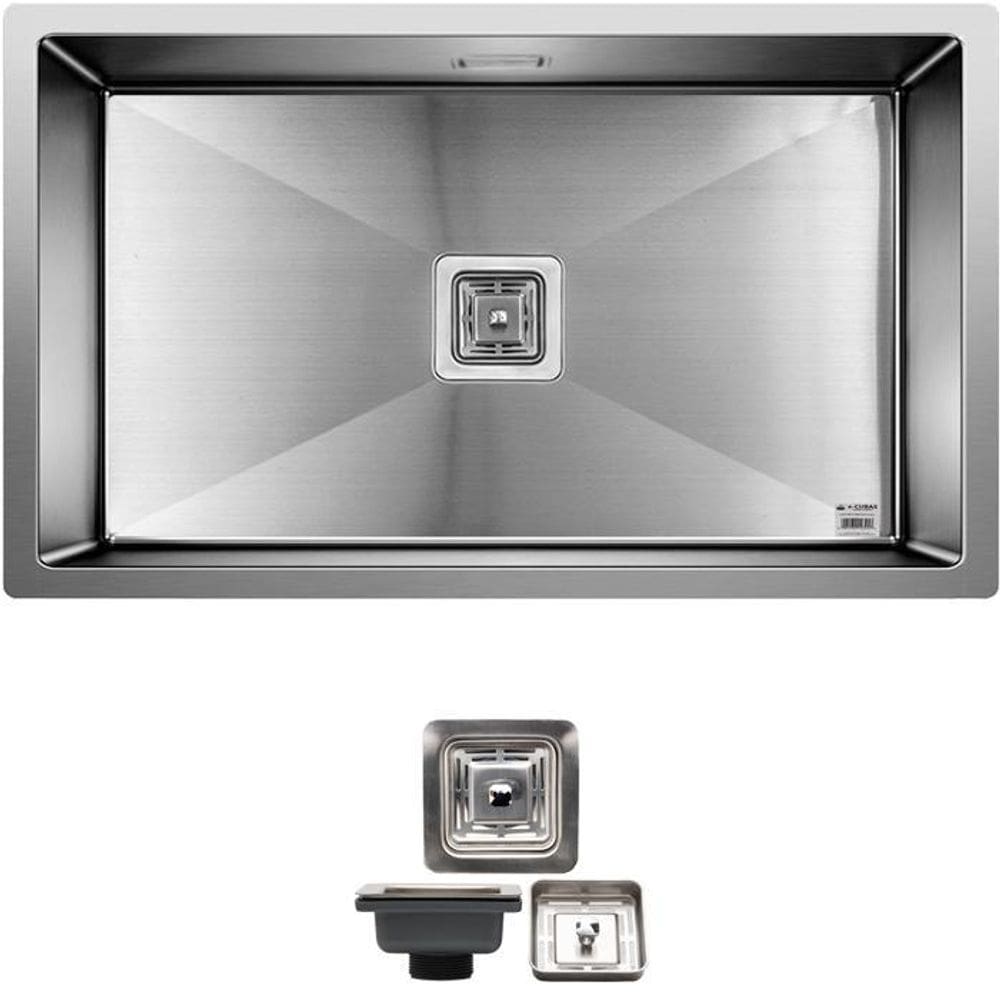 Cuba Quadrada Inox 304 Gourmet 75X45 Com Válvula -Ec050