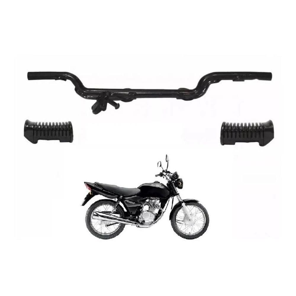 Estribo Pedal Pezinho Apoio + Par Borracha Honda Cg Ml Titan