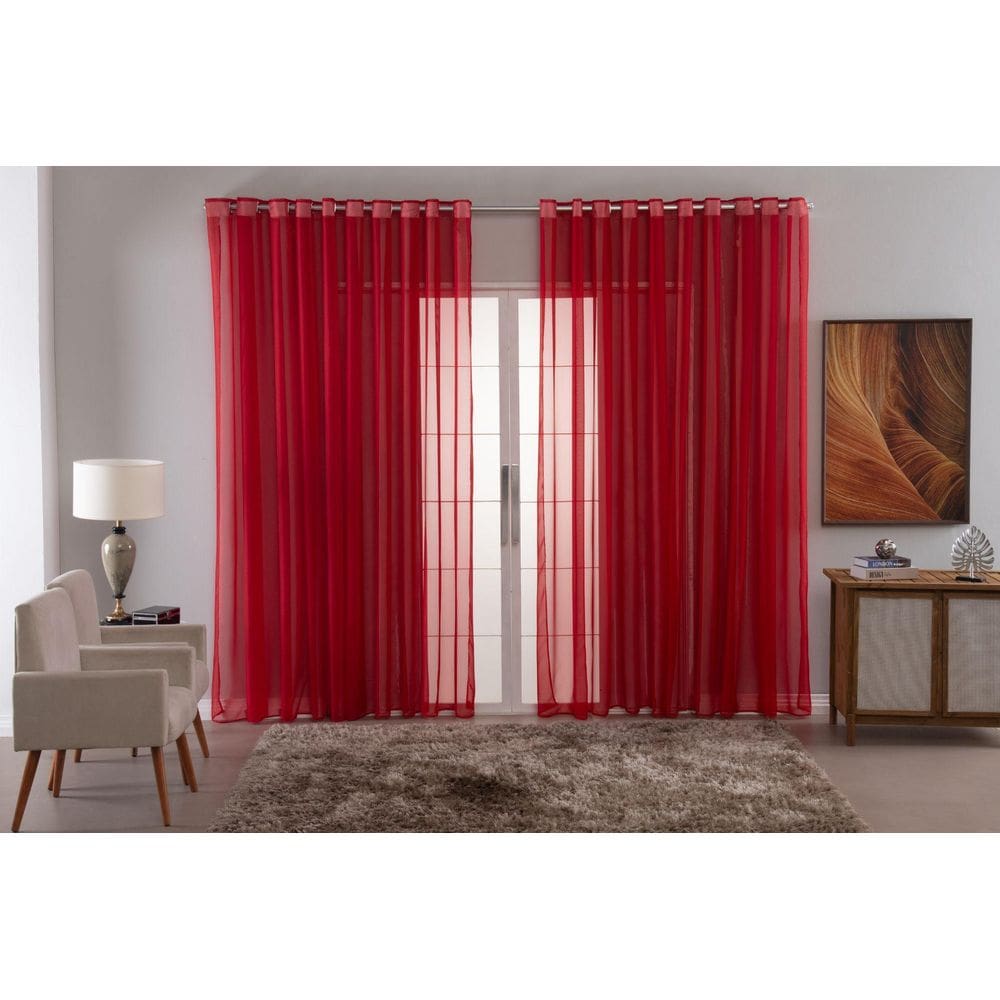 Cortina Para Sala Voal Liso Transparente Delicate 6,00X2,80