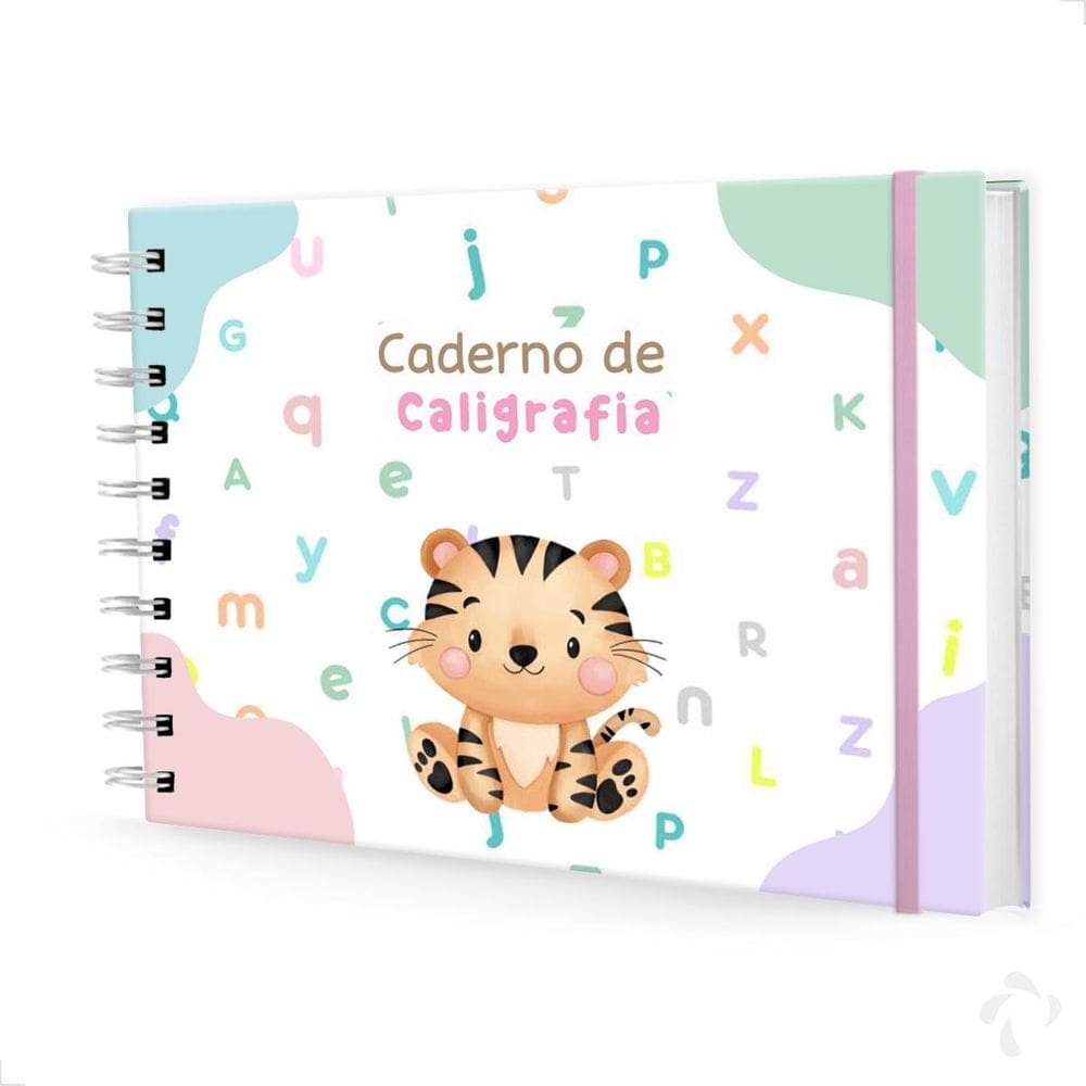 Caderno De Caligrafia Com Atividades Capa Dura Menina Tigre