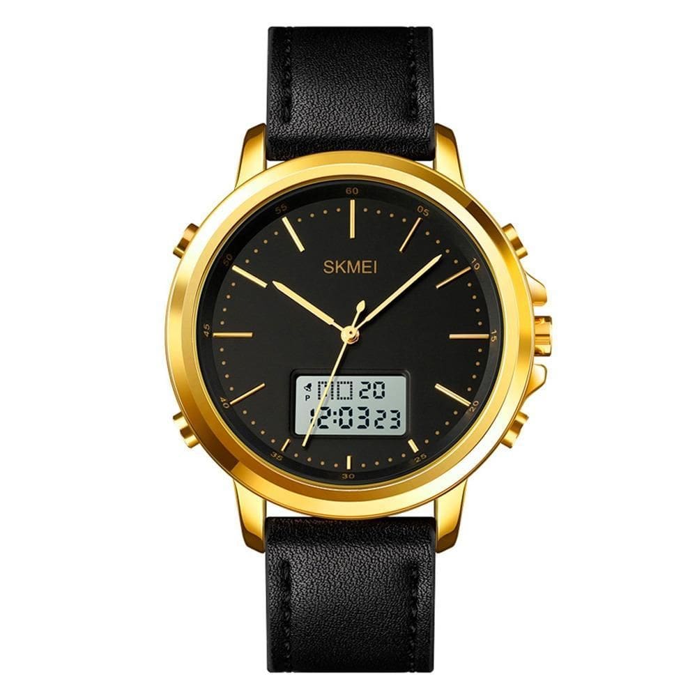 Relógio Masculino Skmei Anadigi 1652 - Preto E Dourado