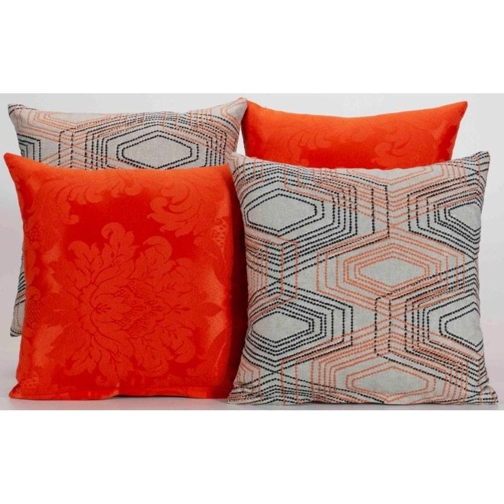 Kit 4 Almofadas Decorativas Para Sofá Estampa Laranja