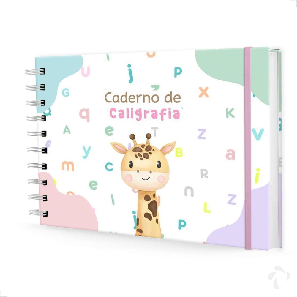 Caderno De Caligrafia Com Atividades Capa Dura Menina Girafa