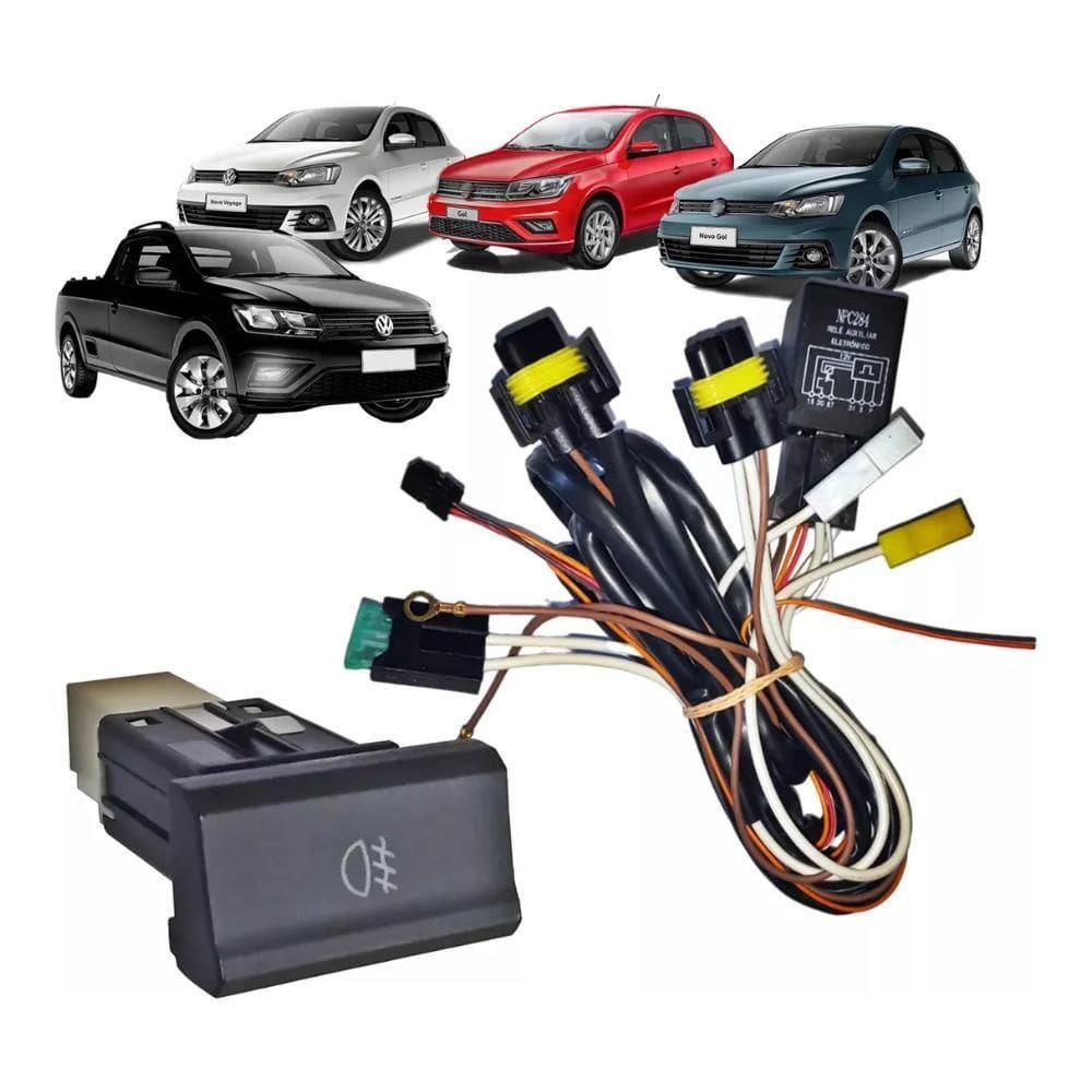 Chicote Farol Milha Gol G7  Com Botão E Relé - Novo