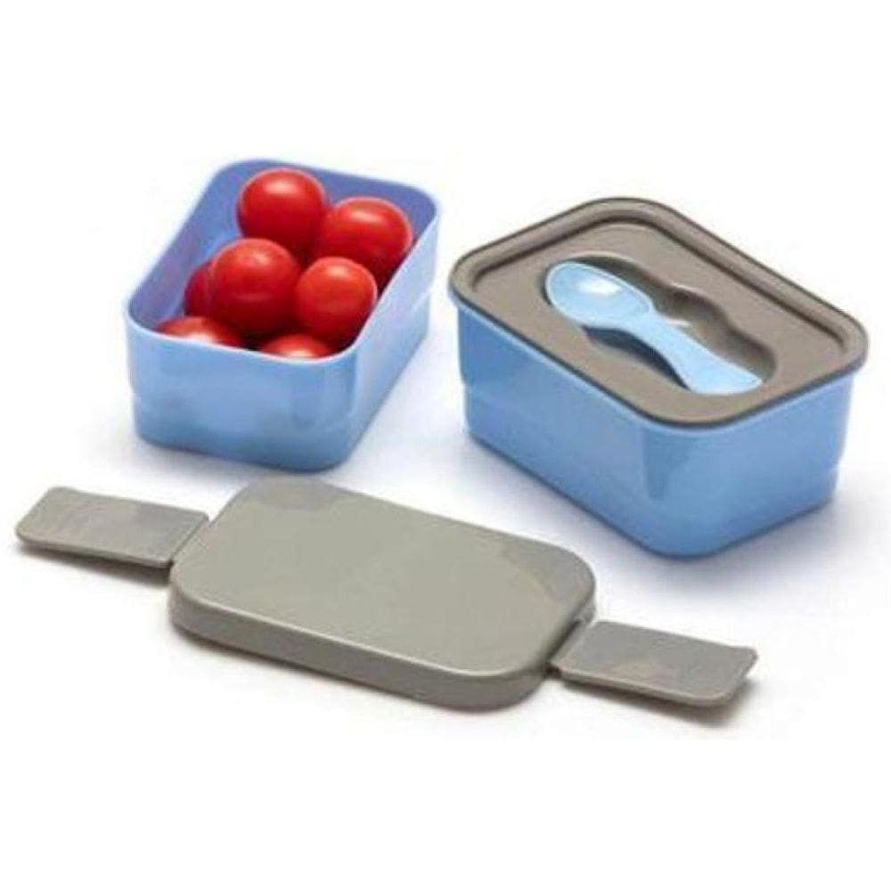 Marmita Prática 2 Andares Com Divisória E Colher Azul 12X9Cm