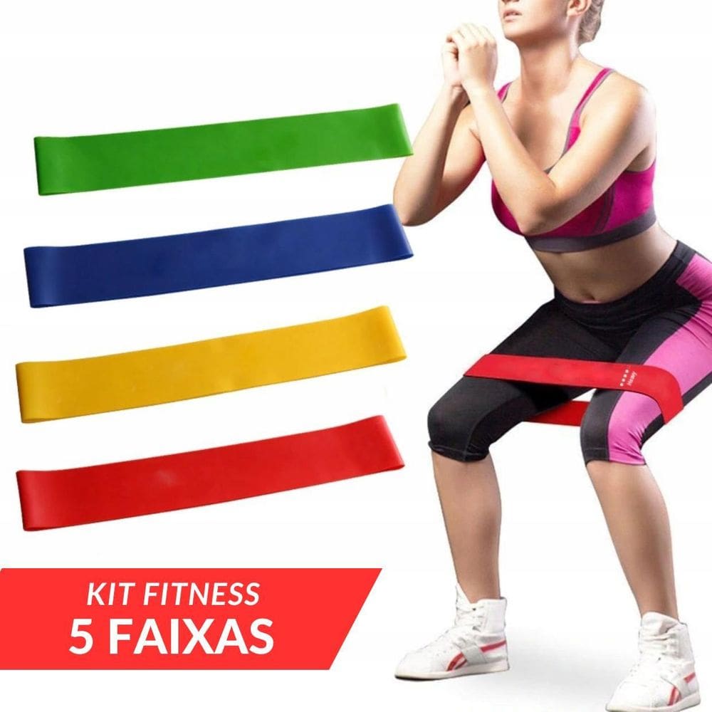 Kit 5 Faixa Elastica Treino Ginastica Pilates E Fisioterapia