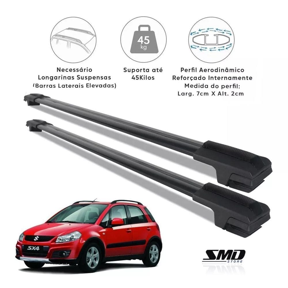 Travessa Teto Larga Preto Aluminio Suzuki Sx4 2006 A 2013