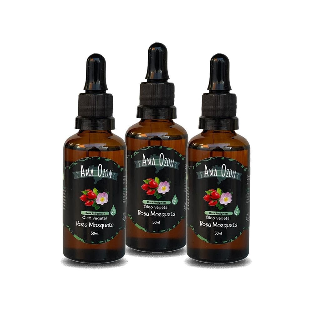 Kit 3 Unid Óleo Puro Vegetal Rosa Mosqueta Clareador Amaozon