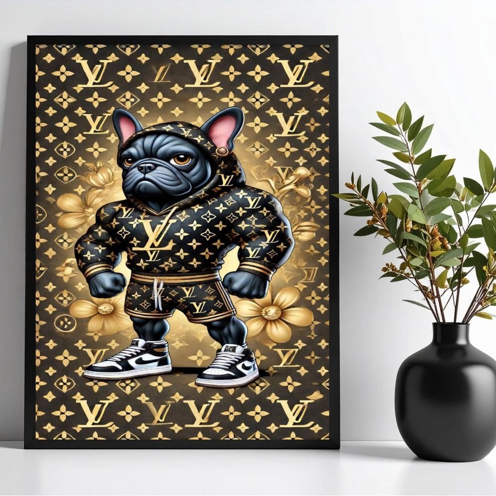 Quadro Bulldog Francês Bombado Rico 33X24Cm - Com Vidro