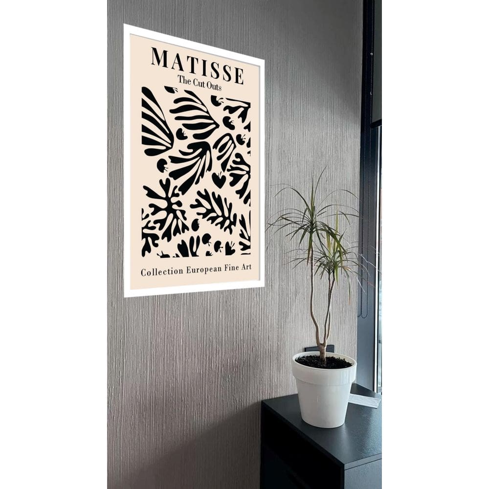 Quadro Decorativo Coral Preto E Bege Matisse - 70X50Cm
