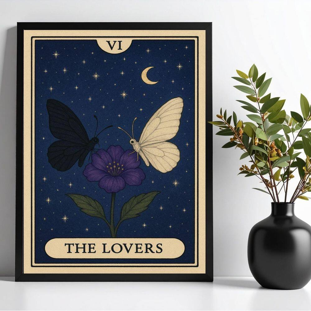 Quadro Carta Tarot The Lovers - Borboletas 24X18Cm