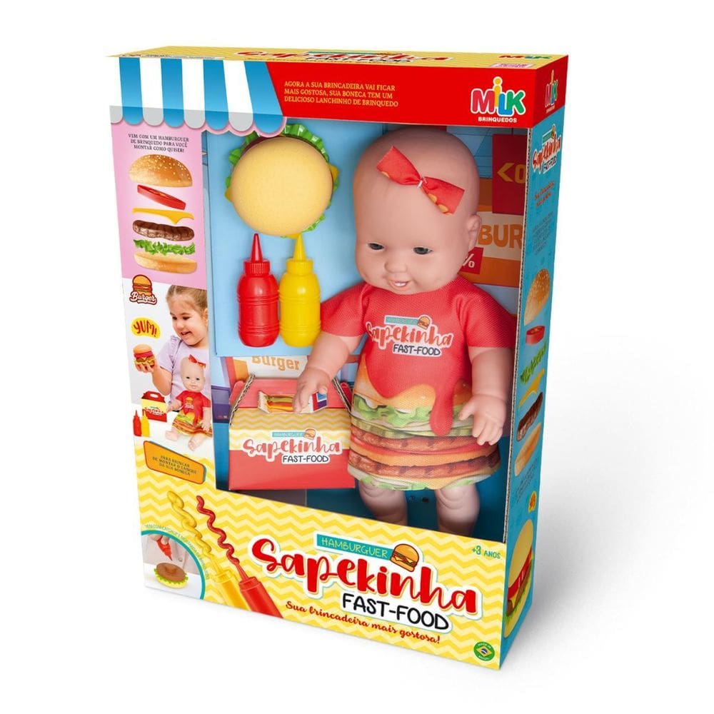 Boneca Sapekinha Fast Food Hamburguer Meninas
