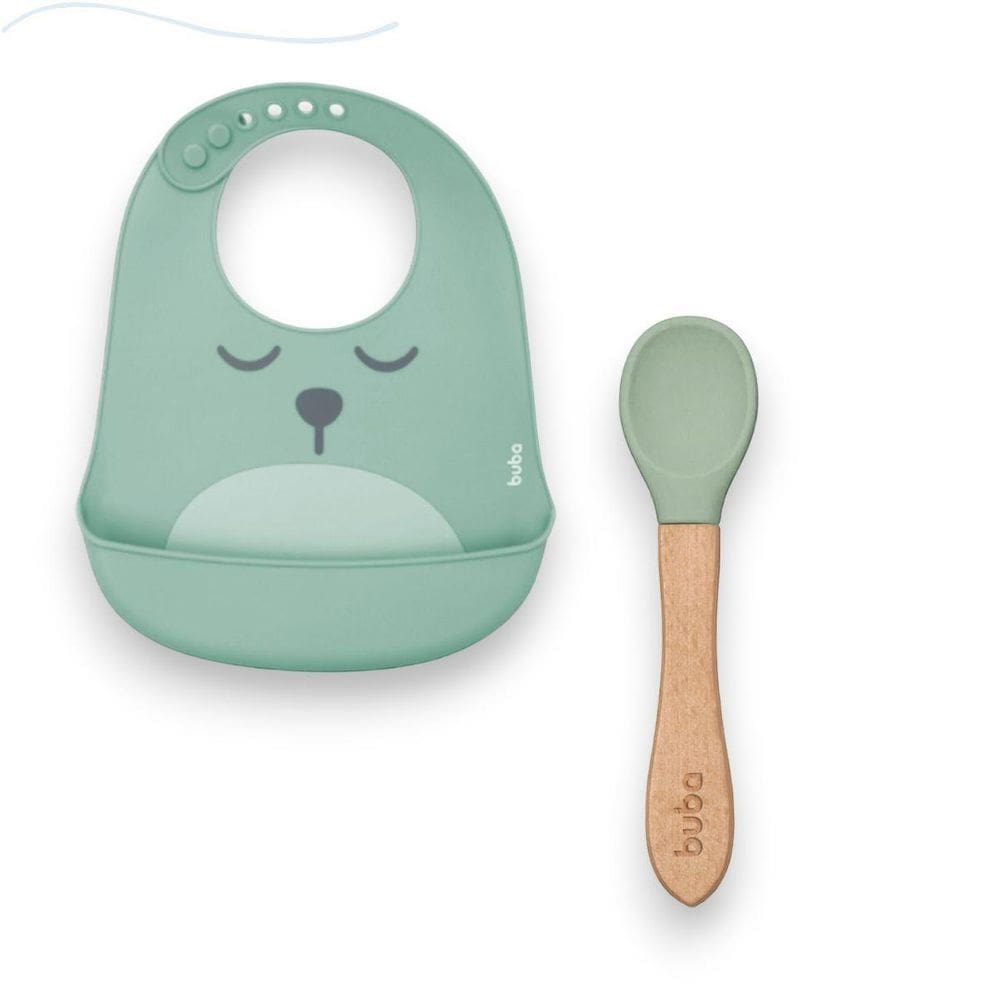 Kit Alimentacao Colher Silicone E Bambu E Babador Introdução
