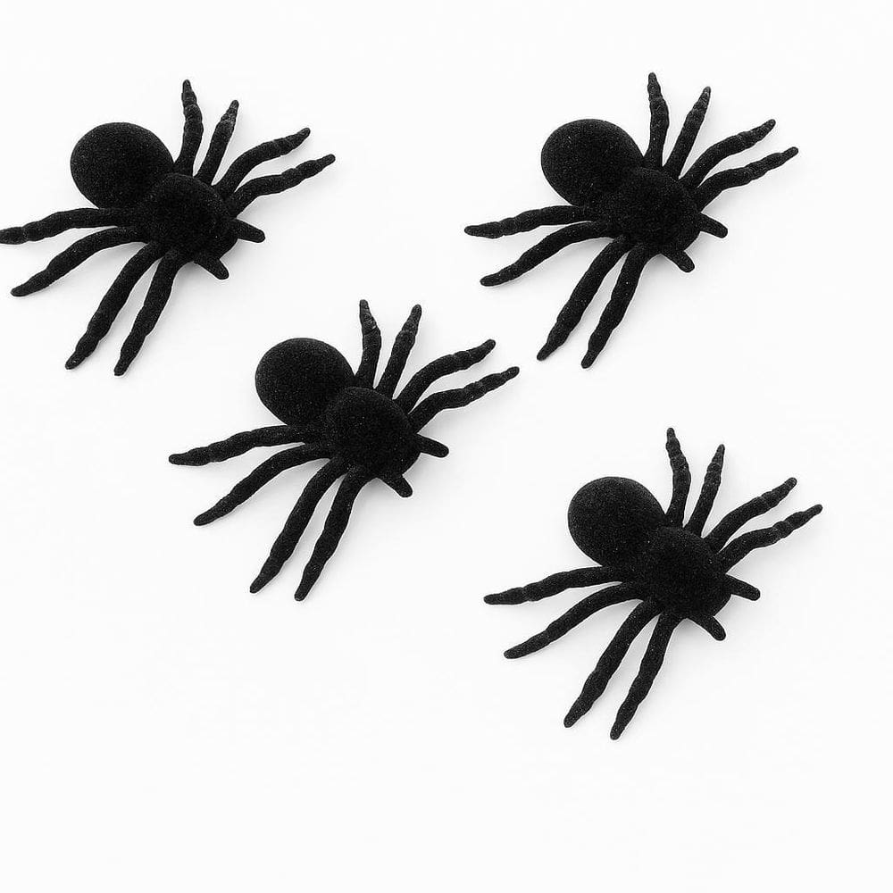Aranha Aveludada Decorativa De Halloween Com 4 Unidades