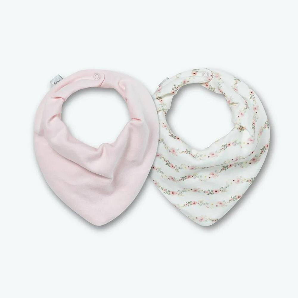 Kit Com 2 Babadores Hug Bandana Caminho Das Flores Rosa
