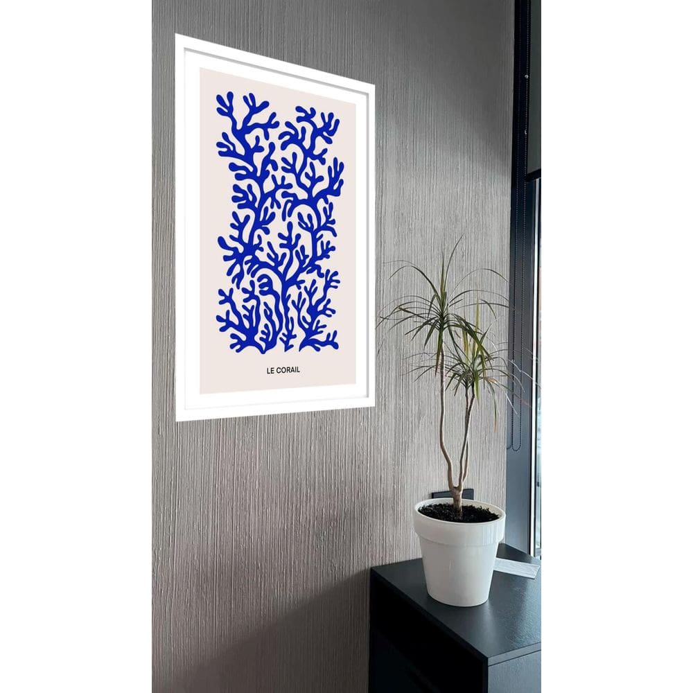 Quadro Decorativo Matisse Coral Azul Bege - 70X50Cm