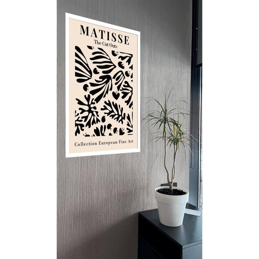 Quadro Decorativo Coral Preto E Bege Matisse - 70X50Cm