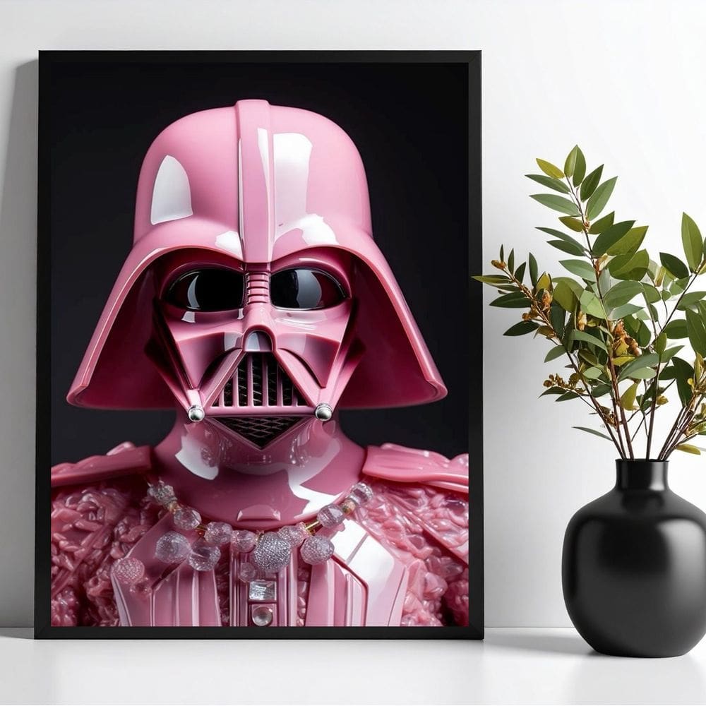 Quadro Decorativo Darth Cor De Rosa 45X34Cm - Com Vidro