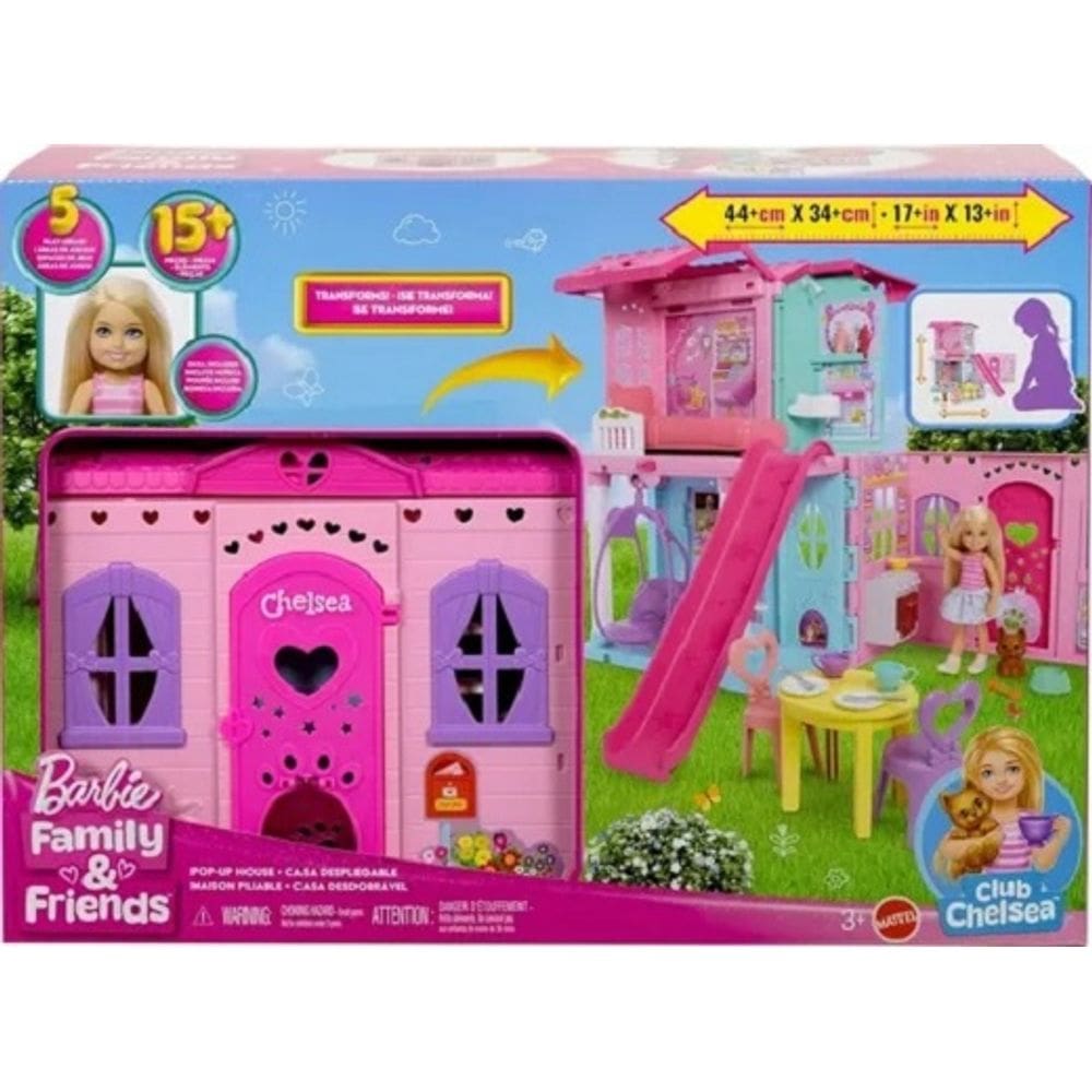 Barbie Chelsea Mansão Casa Bonecas Desdobrável 44 Cm – 1 boneca e 15 Acessorios – Mattel