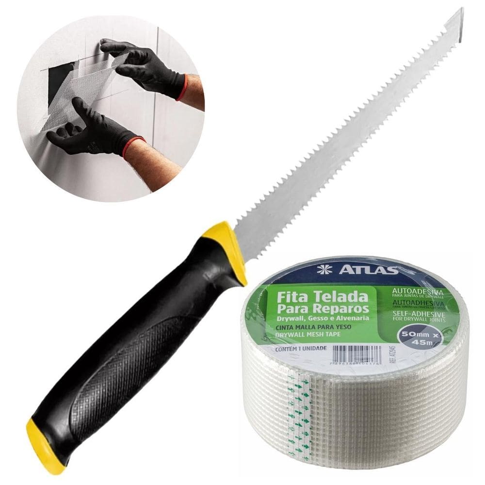 Serrote Para Gesso Drywall Lâmina Dupla 6Pol + Fita Telada
