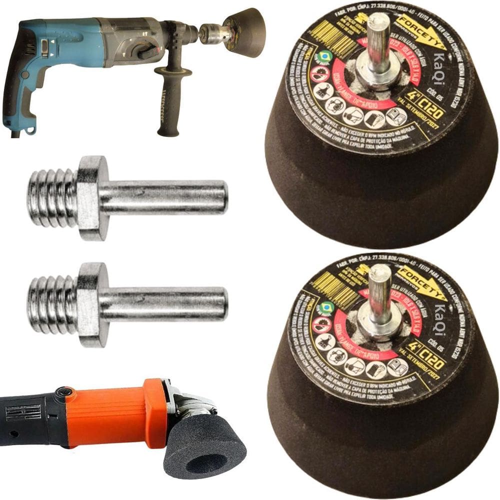2 Rebolos Copo Cônico 4 Polegadas Grão 120 Rosca M14 Forcety