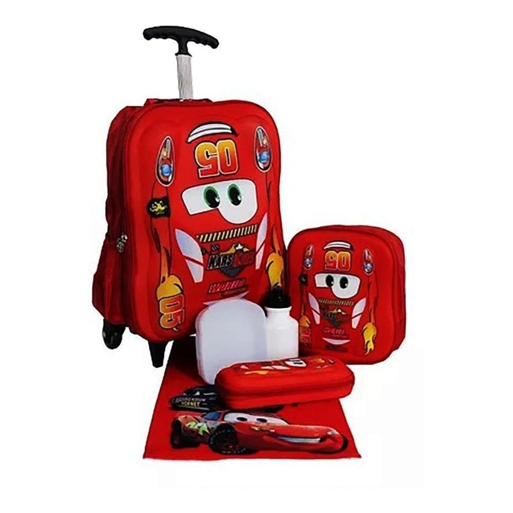 Kit Mochila Carros 3D 5005 Infantil Rodinhas Escolar