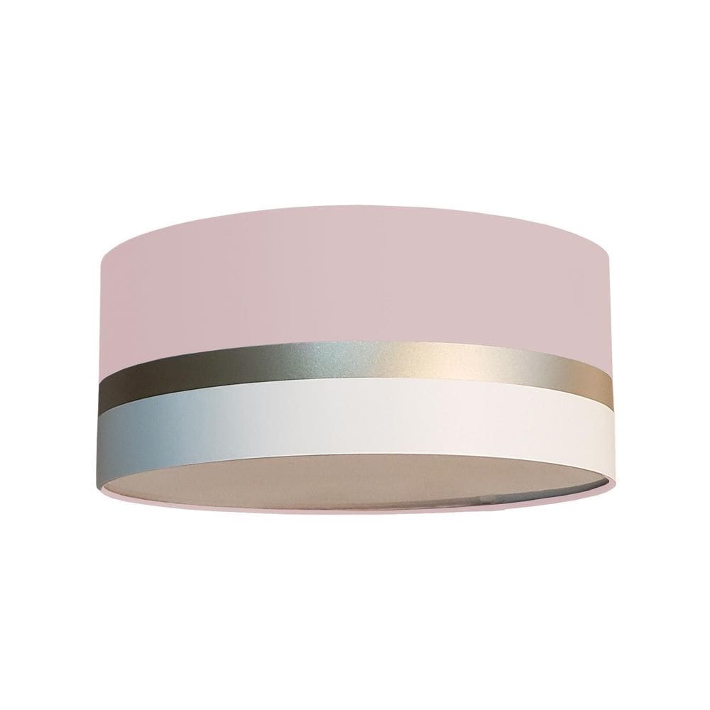 Luminária Plafon Faixas Bronze Cúpula Rosa 30X15