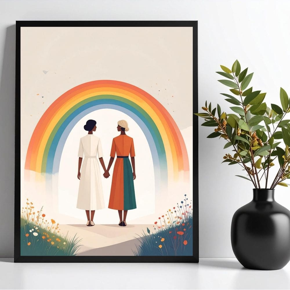Quadro Lgbt - Amor Entre Mulheres 24X18Cm - Com Vidro