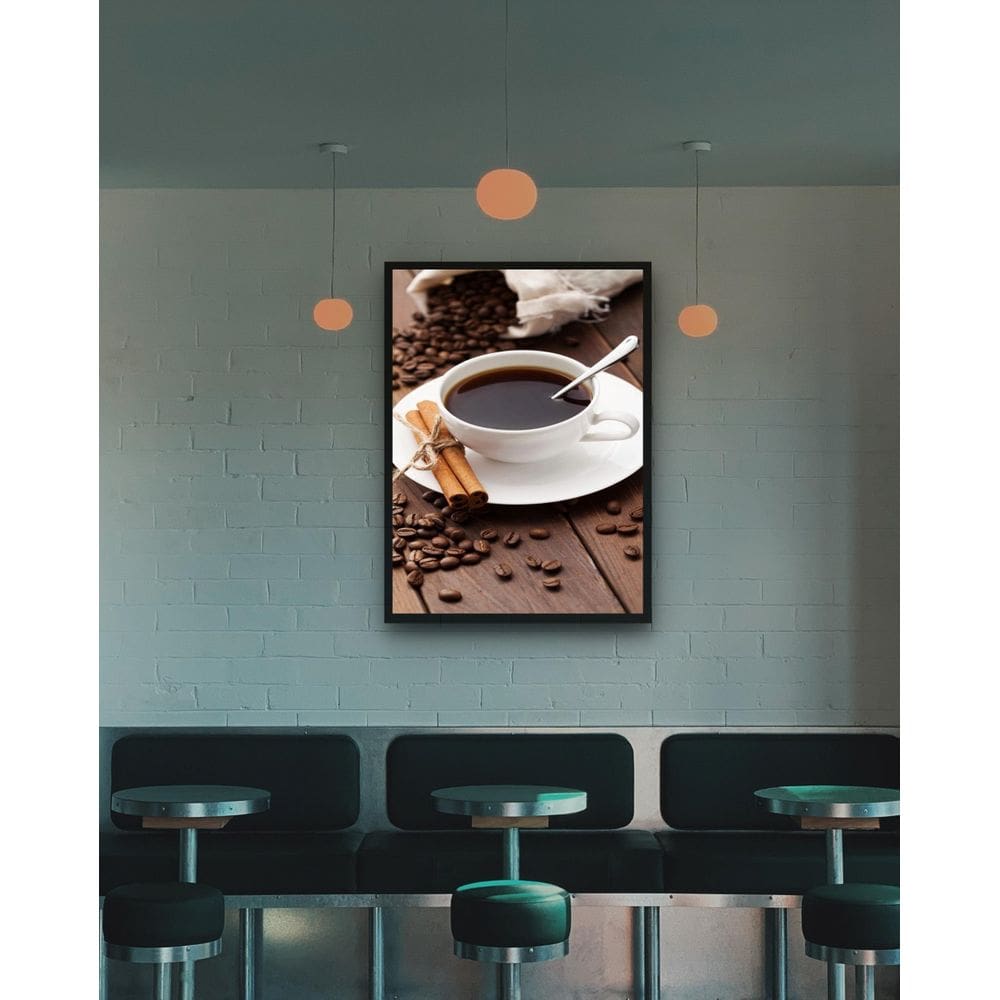 Quadro Decorativo Café Preto E Canela - 70X50Cm