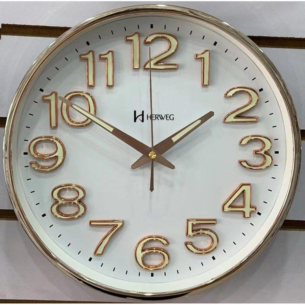 Relógio De Parede Branco Com Dourado Herweg 4609-021